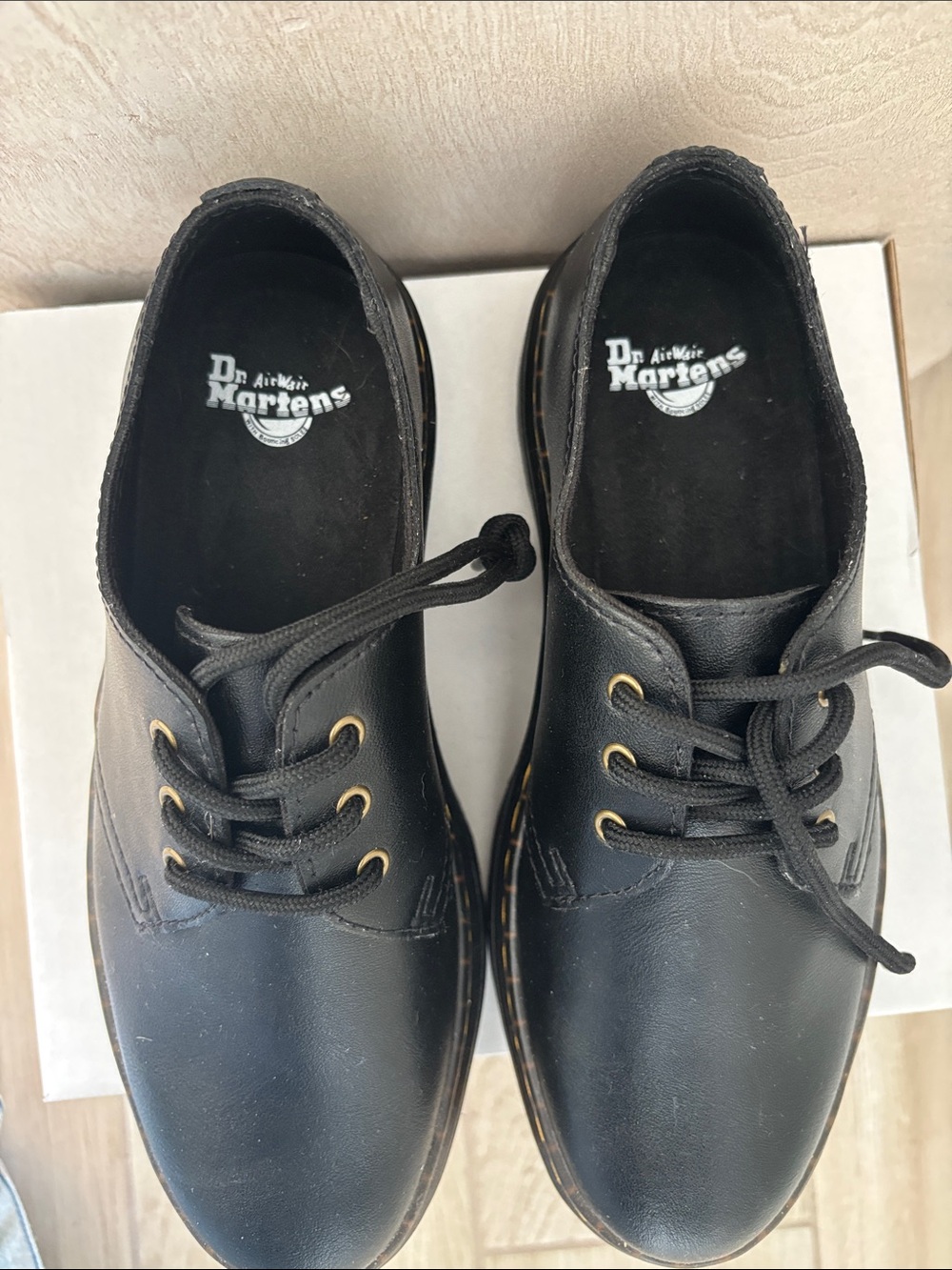 Dr. Martens Black Leather Lace-Up Flats